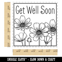 Get Well Soon Cosmos Flowers Drawing Self-Inking Rubber Stamp Ink Stamper