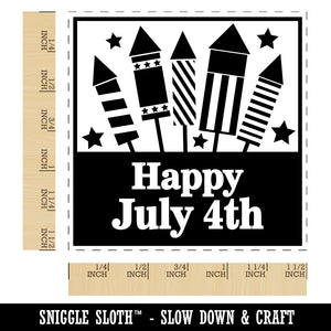 Happy July 4th Independence Day With Fireworks Self-Inking Rubber Stamp Ink Stamper