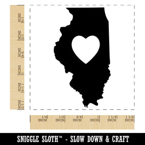 Illinois State with Heart Self-Inking Rubber Stamp Ink Stamper