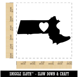 Massachusetts State with Heart Self-Inking Rubber Stamp Ink Stamper