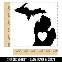 Michigan State with Heart Self-Inking Rubber Stamp Ink Stamper