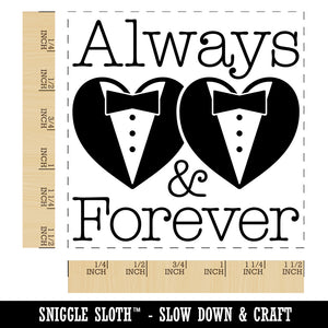 Mr and Mr Always and Forever Wedding Tuxedo Hearts Self-Inking Rubber Stamp Ink Stamper