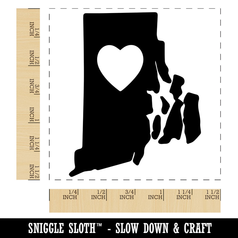 Rhode Island State with Heart Self-Inking Rubber Stamp Ink Stamper