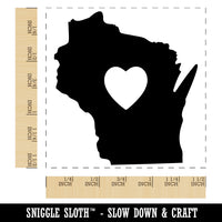 Wisconsin State with Heart Self-Inking Rubber Stamp Ink Stamper