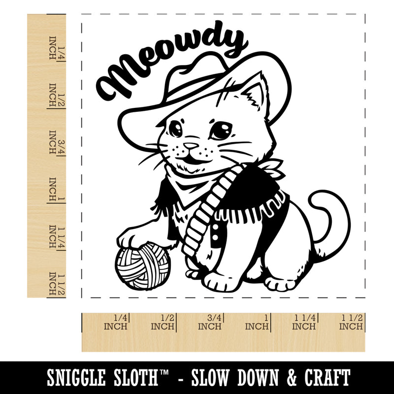 Adorable Cowboy Cat Meowdy Howdy Self-Inking Rubber Stamp Ink Stamper