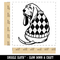 Basset Hound Dog in Argyle Sweater Self-Inking Rubber Stamp Ink Stamper