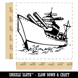 Cartoon Navy Battleship Self-Inking Rubber Stamp Ink Stamper