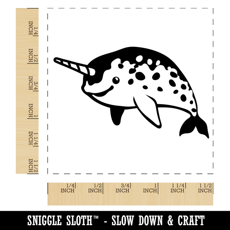 Cheerful Narwhal the Horned Whale Self-Inking Rubber Stamp Ink Stamper