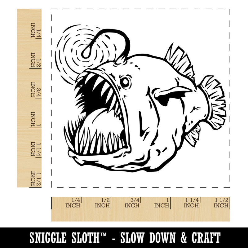 Creepy Scary Angler Fish Self-Inking Rubber Stamp Ink Stamper