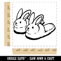 Cute and Fluffy Bunny Slippers Self-Inking Rubber Stamp Ink Stamper