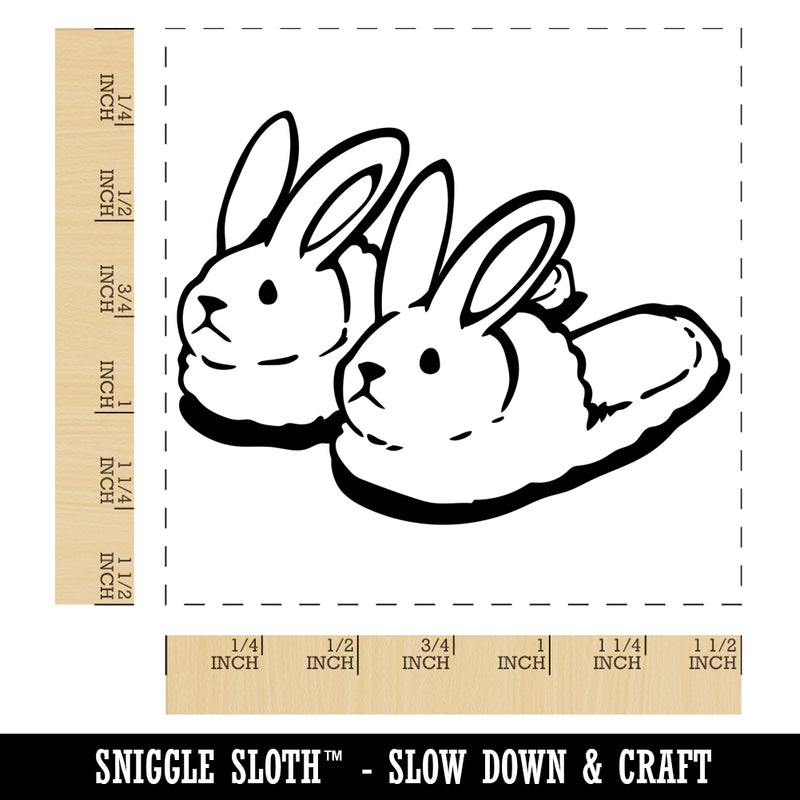 Cute and Fluffy Bunny Slippers Self-Inking Rubber Stamp Ink Stamper