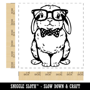 Cute Bunny Rabbit with Glasses and Bow Tie Self-Inking Rubber Stamp Ink Stamper