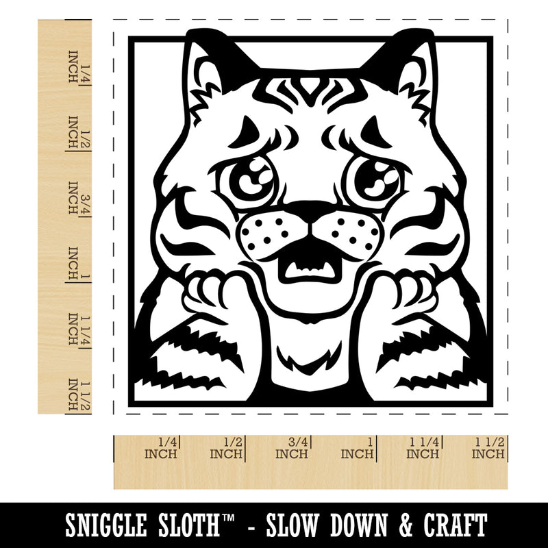 Distressed Striped Cat Looks Worried Self-Inking Rubber Stamp Ink Stamper