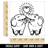 Elephant Couple Heart Trunks Love Anniversary Valentine's Day Self-Inking Rubber Stamp Ink Stamper