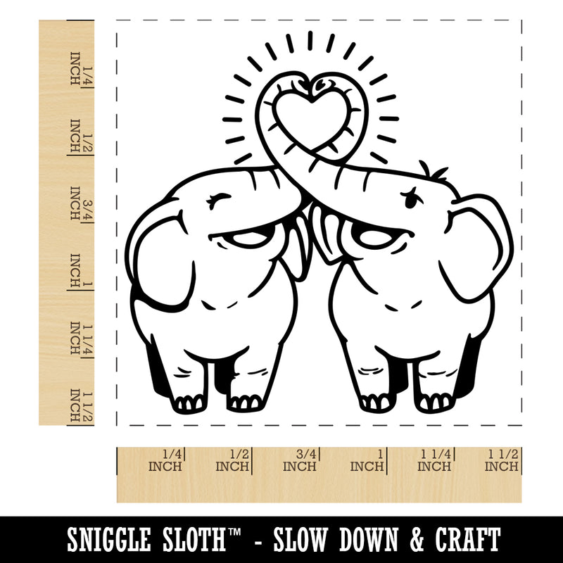 Elephant Couple Heart Trunks Love Anniversary Valentine's Day Self-Inking Rubber Stamp Ink Stamper