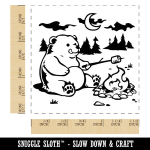 Hungry Bear Making S'mores over a Campfire Self-Inking Rubber Stamp Ink Stamper