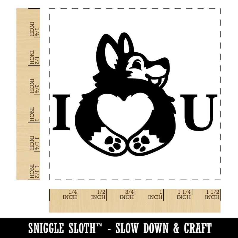 I Love You Heart Shaped Corgi Butt Anniversary Valentine's Day Self-Inking Rubber Stamp Ink Stamper