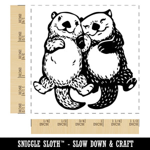 Otter Couple Holding Hands Love Anniversary Valentine's Day Self-Inking Rubber Stamp Ink Stamper