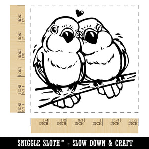Pair of Lovebirds Parrots Anniversary Valentine's Day Self-Inking Rubber Stamp Ink Stamper