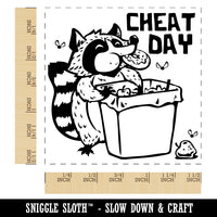 Raccoon Eating Trash Junk Food Cheat Day Diet Self-Inking Rubber Stamp Ink Stamper