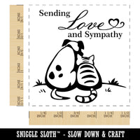 Sending Love and Sympathy Cat and Dog Self-Inking Rubber Stamp Ink Stamper