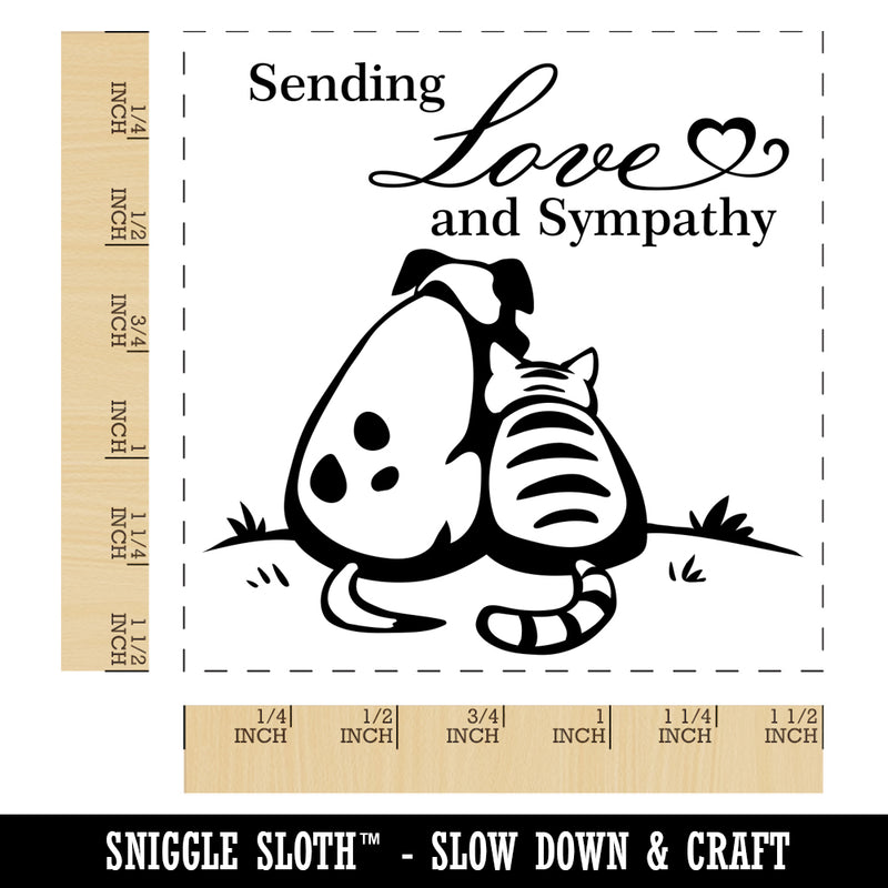 Sending Love and Sympathy Cat and Dog Self-Inking Rubber Stamp Ink Stamper