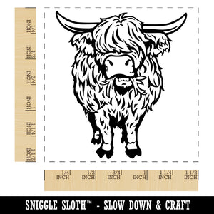 Shaggy Highland Cow Eating Grass Self-Inking Rubber Stamp Ink Stamper