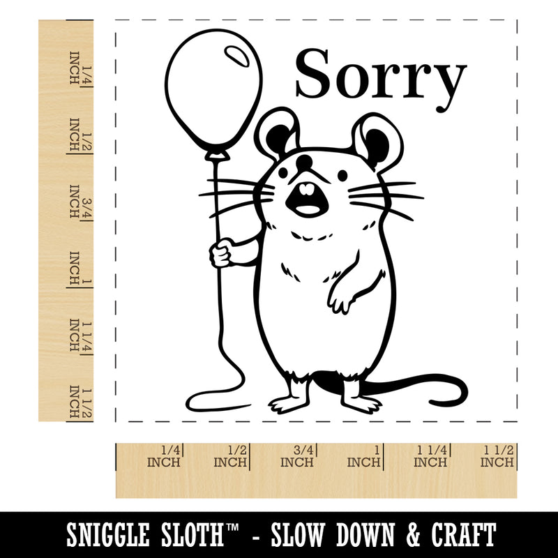 Sorry Mouse with Balloon Self-Inking Rubber Stamp Ink Stamper