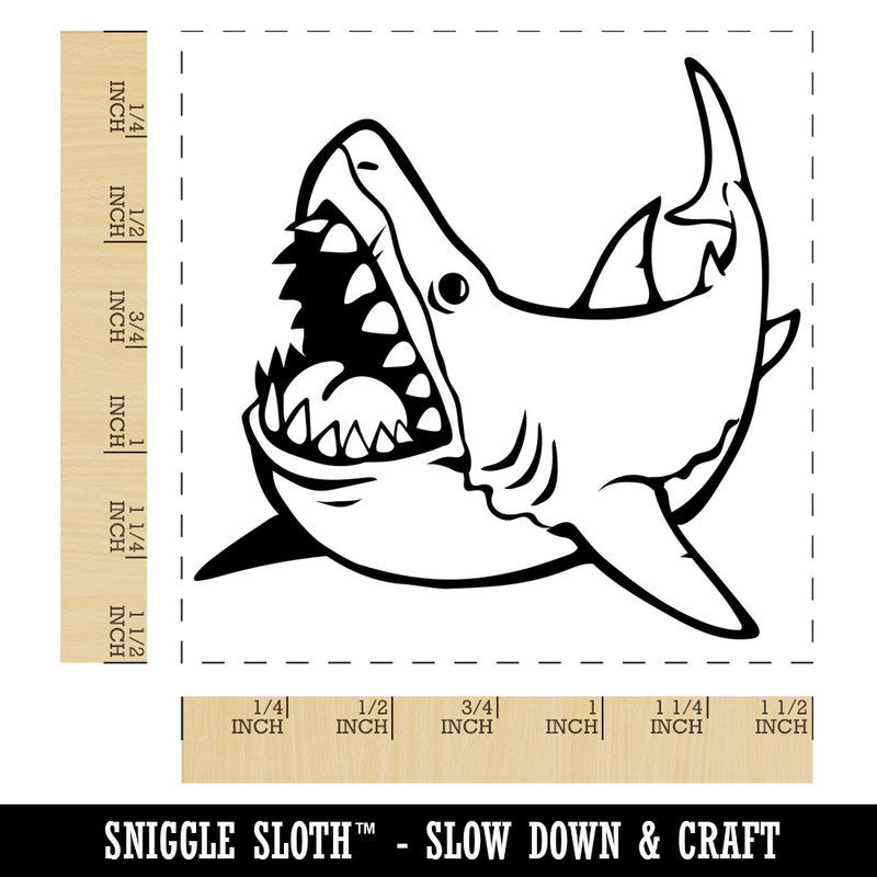 Toothy Great White Shark Self-Inking Rubber Stamp Ink Stamper