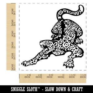 Fierce Crouching Jaguar Jungle Cat Self-Inking Rubber Stamp Ink Stamper