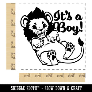 It's a Boy Lion Gender Reveal Self-Inking Rubber Stamp Ink Stamper