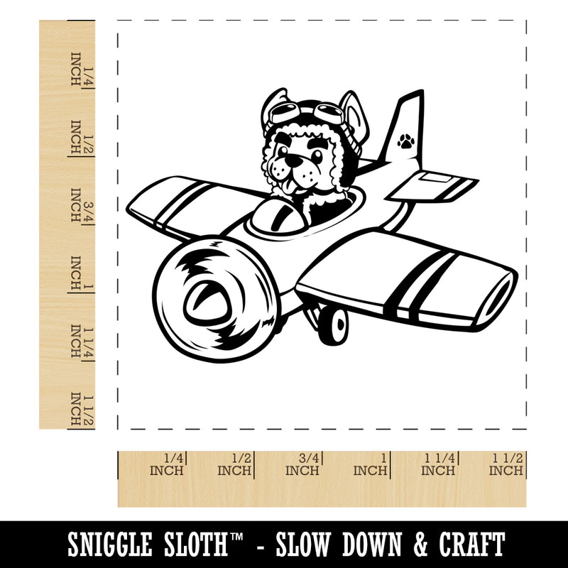 Puppy Pilot Dog in Airplane Self-Inking Rubber Stamp Ink Stamper