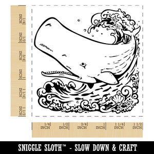 Sperm Whale on Ocean Waves Self-Inking Rubber Stamp Ink Stamper