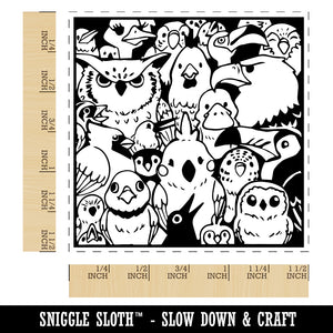 Too Many Birds in a Box Self-Inking Rubber Stamp Ink Stamper