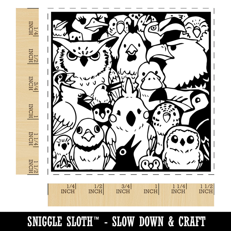 Too Many Birds in a Box Self-Inking Rubber Stamp Ink Stamper