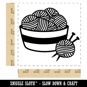 Basket of Yarn Knitting Self-Inking Rubber Stamp Ink Stamper