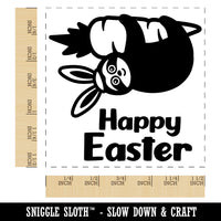 Happy Easter Sloth Hanging from Carrot Self-Inking Rubber Stamp Ink Stamper