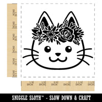 Cat Wearing a Flower Crown Self-Inking Rubber Stamp Ink Stamper