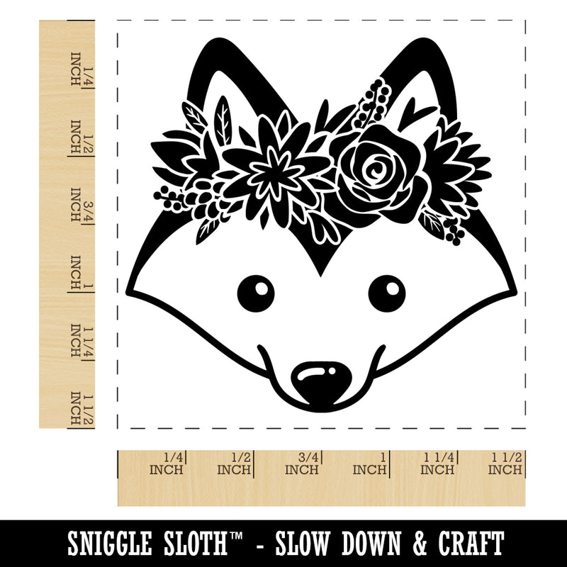 Husky Dog Wearing a Flower Crown Self-Inking Rubber Stamp Ink Stamper