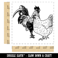 Rooster and Hen Chicken Couple Self-Inking Rubber Stamp Ink Stamper