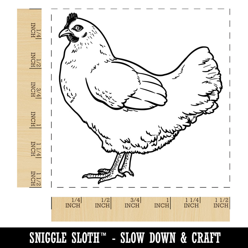 Watchful Hen Facing Left Chicken Self-Inking Rubber Stamp Ink Stamper