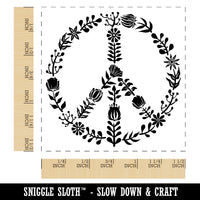 Botanical Flower Peace Sign Self-Inking Rubber Stamp Ink Stamper