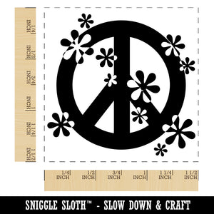 Contemporary Peace Sign With Flowers Self-Inking Rubber Stamp Ink Stamper