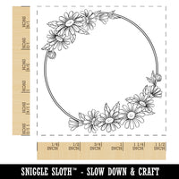 Decorative Summer Daisy Flowers Wreath Self-Inking Rubber Stamp Ink Stamper