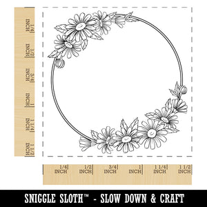 Decorative Summer Daisy Flowers Wreath Self-Inking Rubber Stamp Ink Stamper