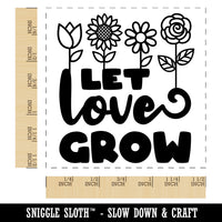 Let Love Grow Sweet Flowers Self-Inking Rubber Stamp Ink Stamper