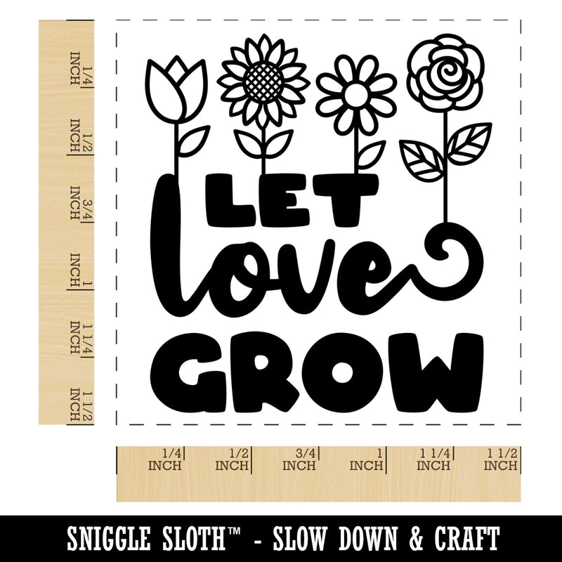 Let Love Grow Sweet Flowers Self-Inking Rubber Stamp Ink Stamper