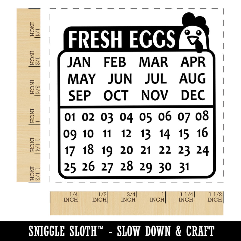 Fresh Eggs Cute Chicken Egg Calendar for Carton Self-Inking Rubber Stamp Ink Stamper