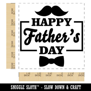 Happy Father's Day Mustache Bow Tie Self-Inking Rubber Stamp Ink Stamper