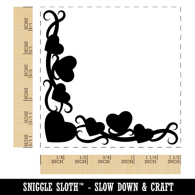 Swirly Heart Corner Border Self-Inking Rubber Stamp Ink Stamper